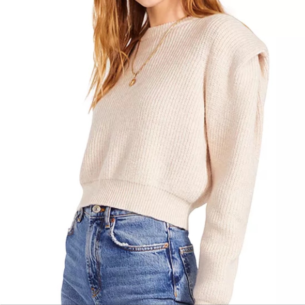 Steve Madden Alabaster Ribbed Crewneck Sweater
